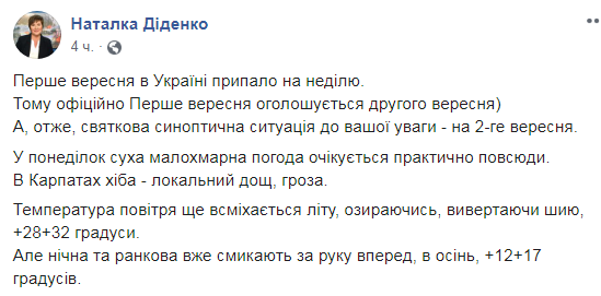 Украинцам дали теплый прогноз на понедельник